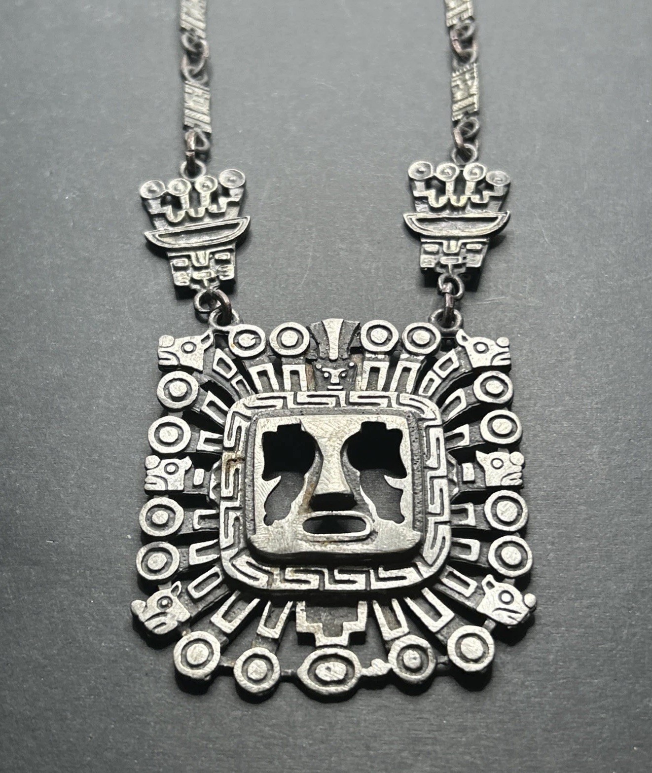 Tiajuanaco Jewels Made In Bolivia Tribal Necklace Creation God Signed Aztec Rare