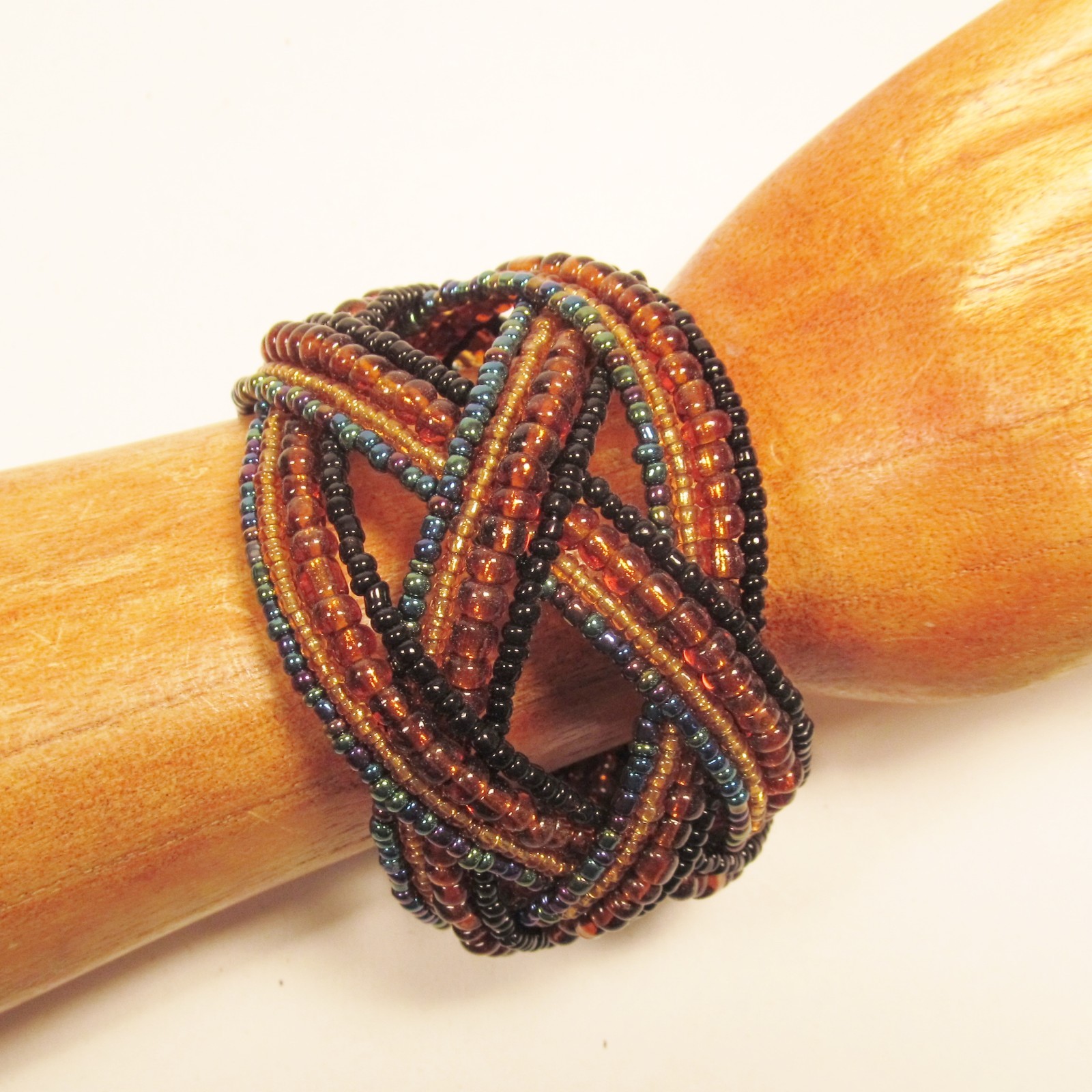 6PC Handmade Bali Beaded Black Multi Color Braided Cuff Bracelet WHOLESALE LOT