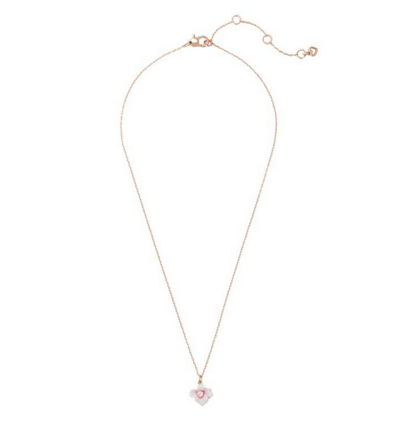 Kate Spade Precious Pansy Pink Flower Necklace Rose Gold Plated NEW Jewelry Gift