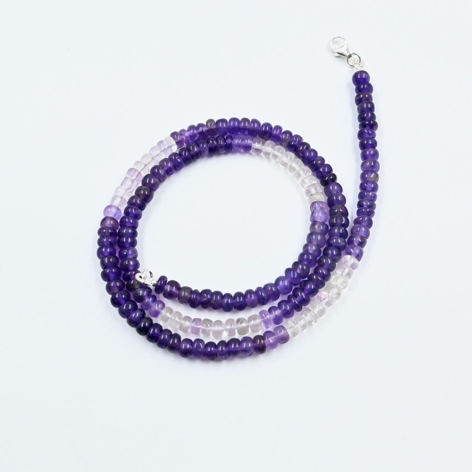 Amethyst Shaded Round Beads Necklace, 5-5.5MM beaded Gemstone Jewelry 18″