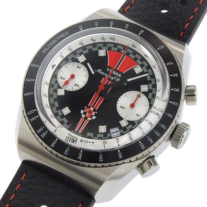 YEMA Mean Graph Super Japan Edition 500m Men’s Auto Watch SS Leather Black