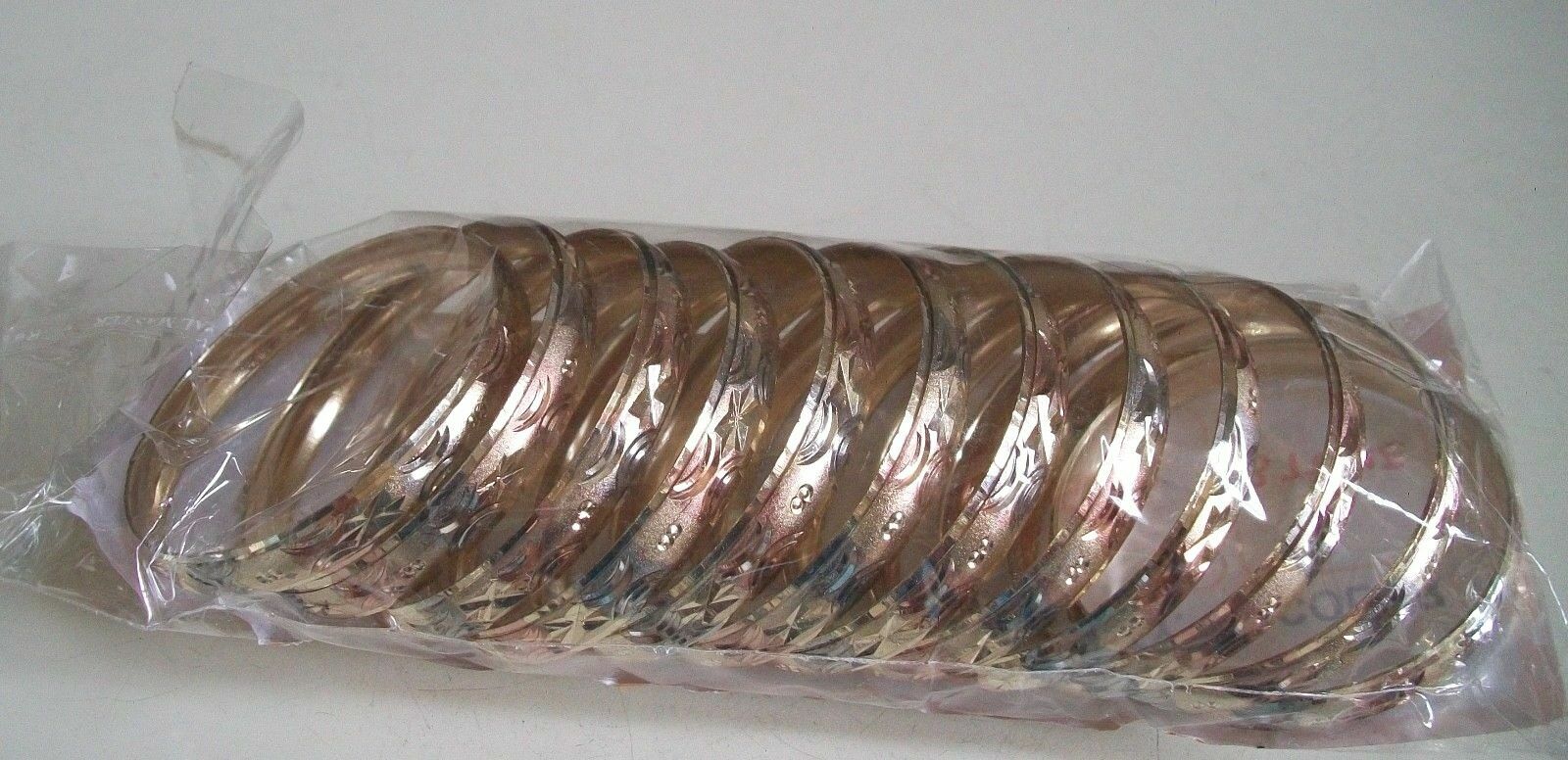 WOMEN 12PC SLIP ON SILVER/GOLD/ROSE GOLD BANGLE BRACELET BEAUTIFUL SET SIZE # 4