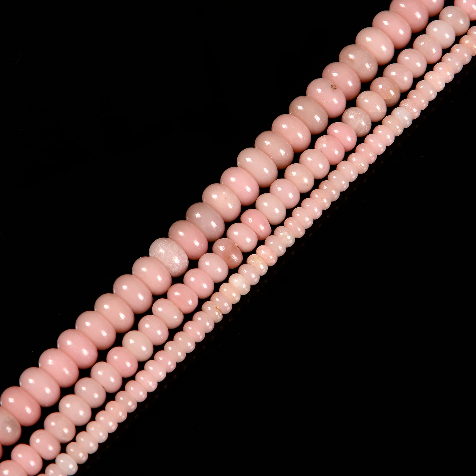 Natural Chinese Pink Opal Smooth Rondelle Beads 2x4mm 4x6mm 5x8mm 15.5” Strand