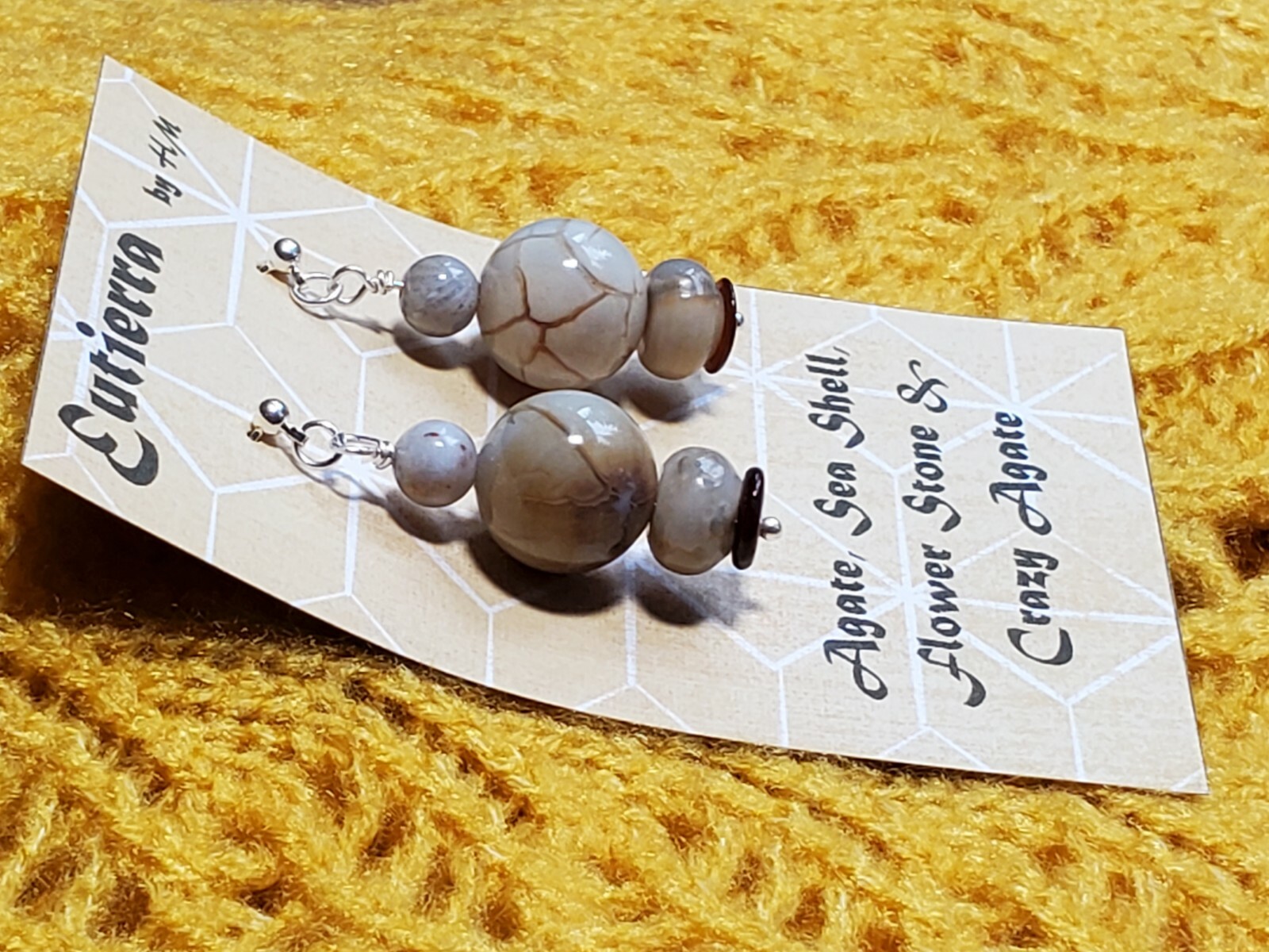 Eutierra Semi-Precious Agate, Flower Stone, Sea Shell Hand Crafted In USA 1 1/2″