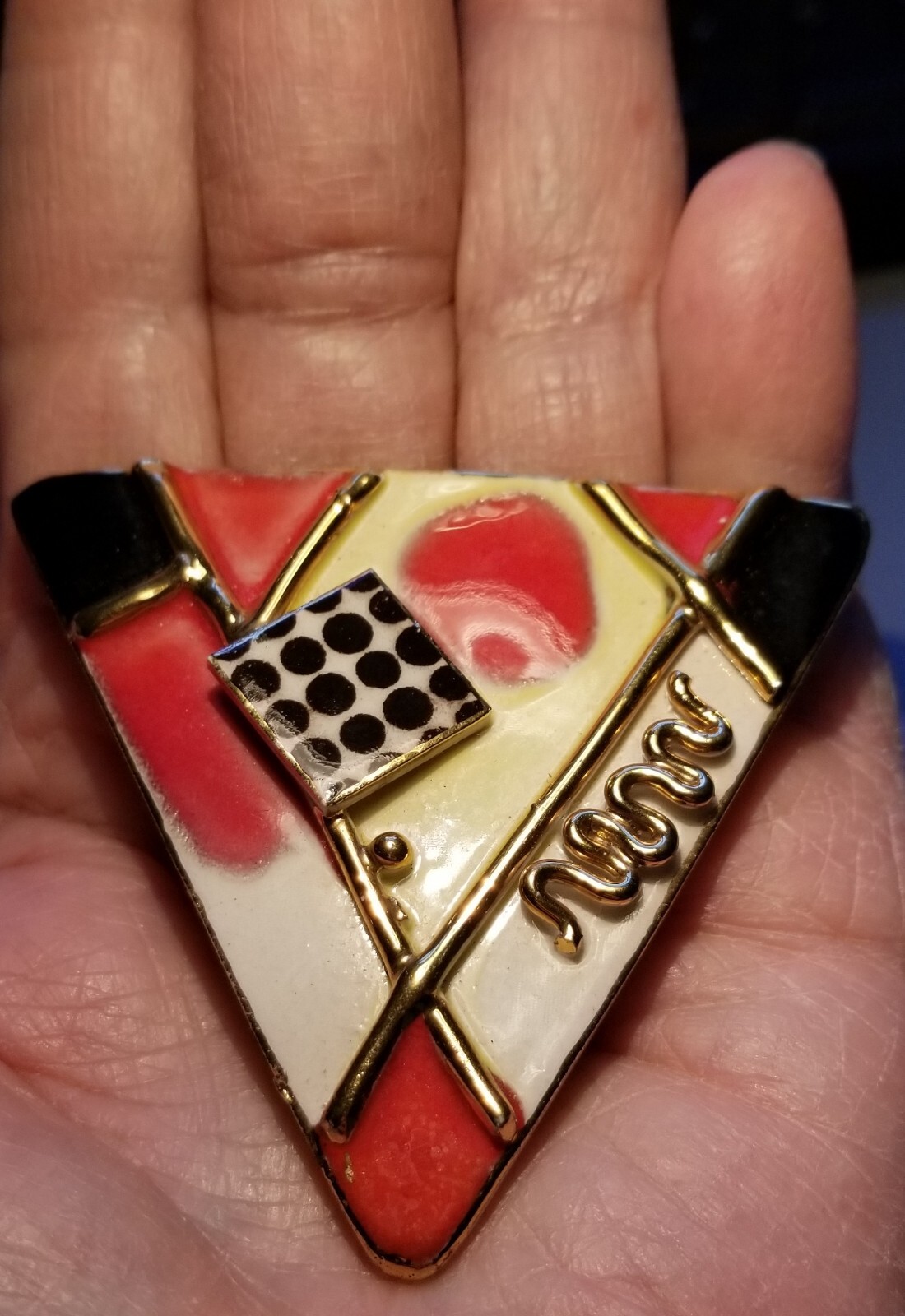 FABULOUS Pop Art Art Deco Ceramic/Enamel Brooch/Pin