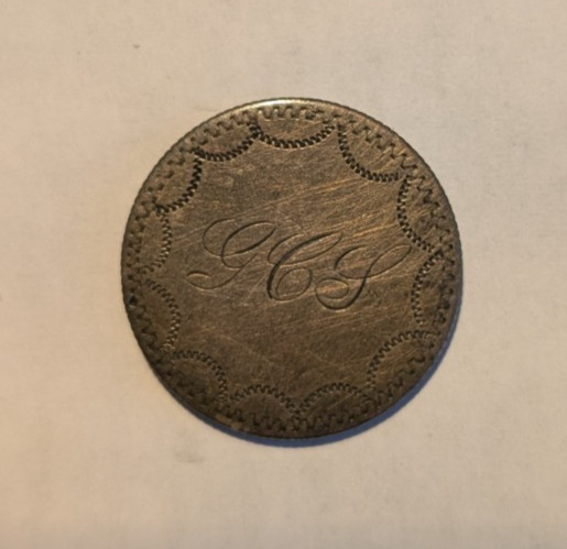Broken Brooch made from silver 1800s Liberty US Quarter with initials
