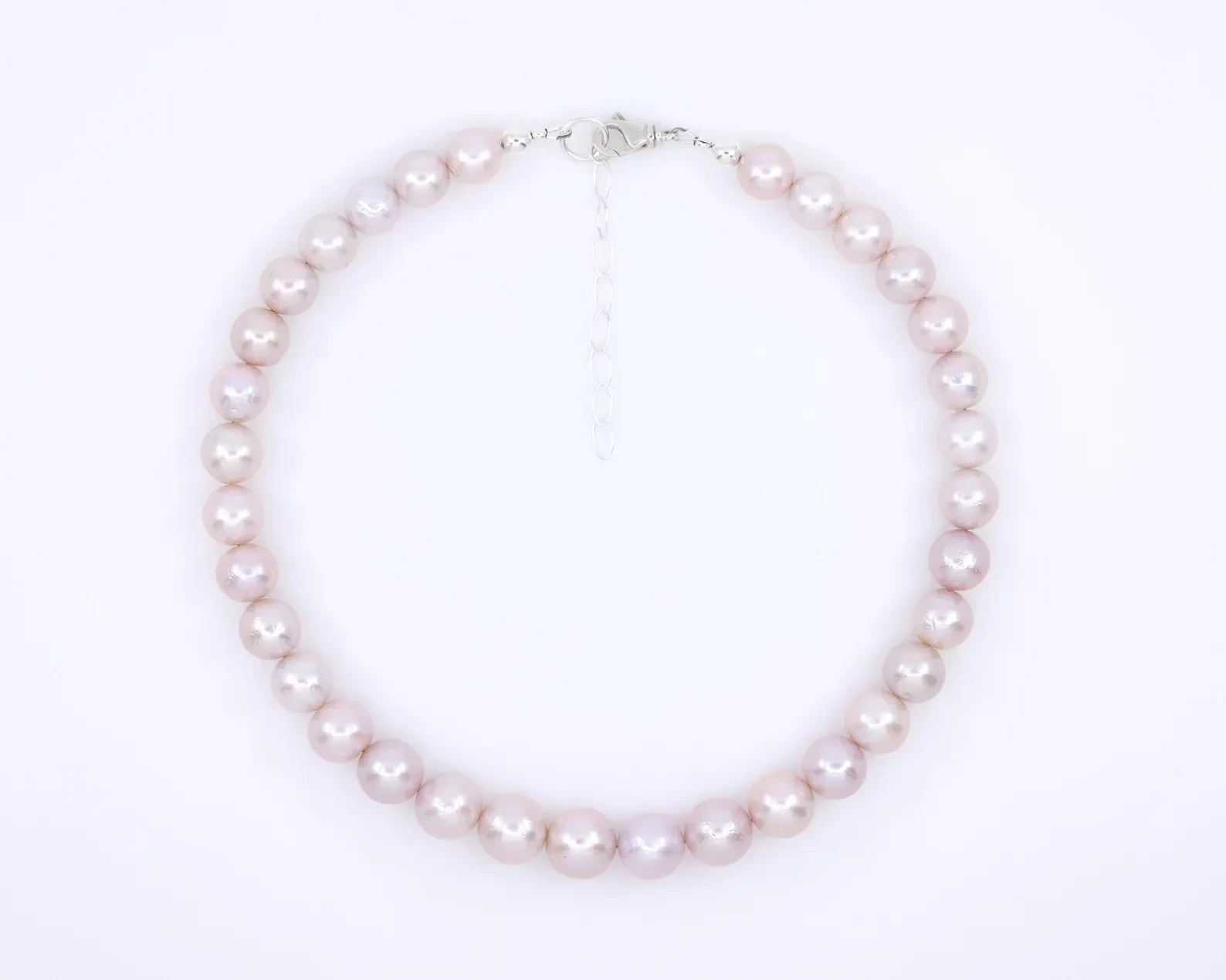 Baby Pink Edison Pearl Necklace | Sterling Silver Statement Strand | Graduated