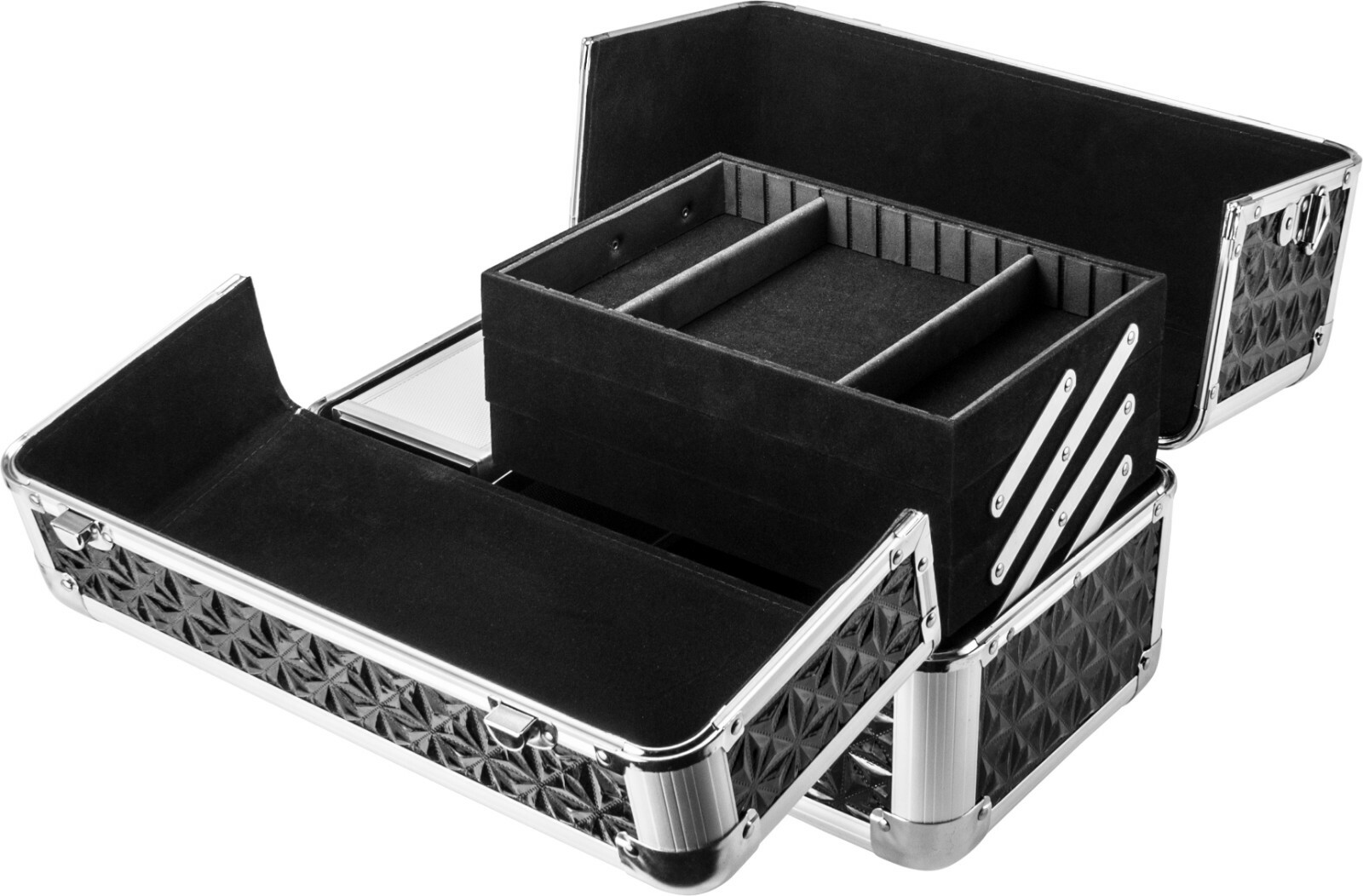 Cheri Bliss Black Jewelry Cosmetic Case Key Lock & 3 Tier Trays CC-200 BF11984