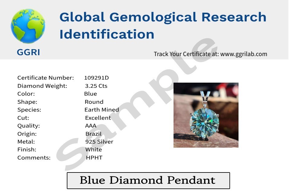 10 Ct Certified Treated Blue Diamond Solitaire Pendant In 925 Silver,Great Shine