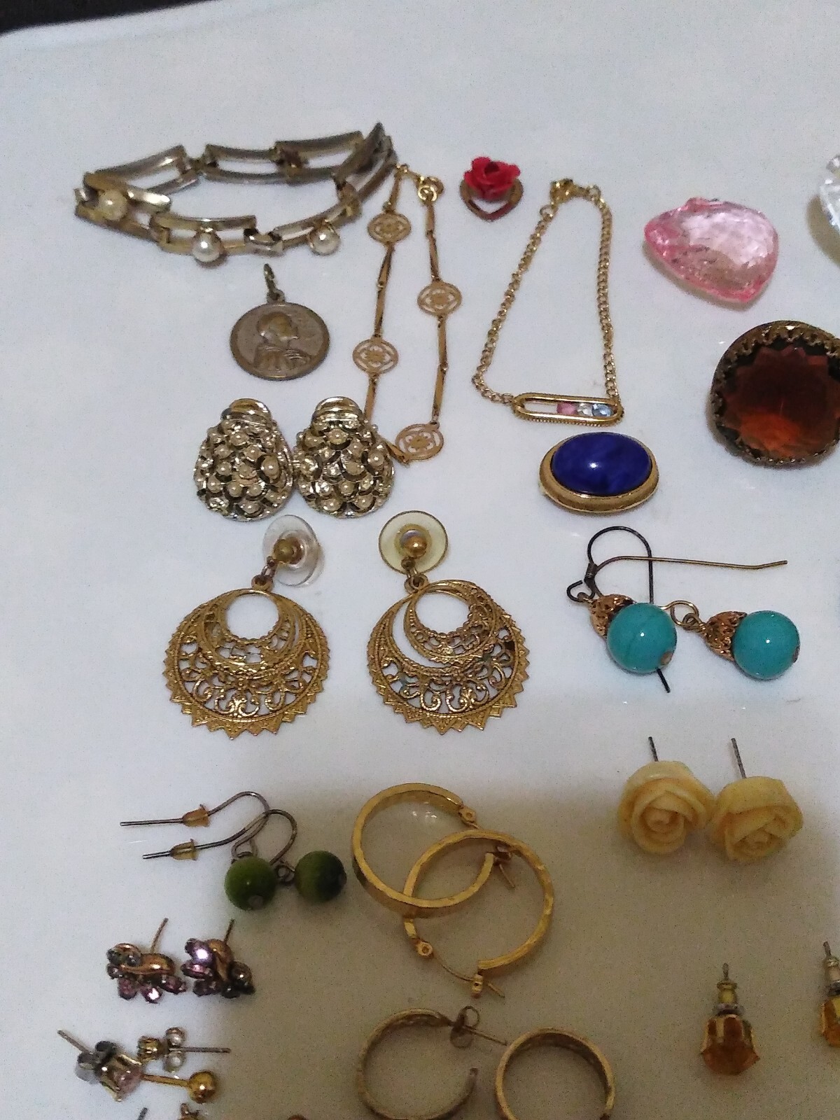 Vintage Lot Of Earrings,Pins, Bracelets,Rings