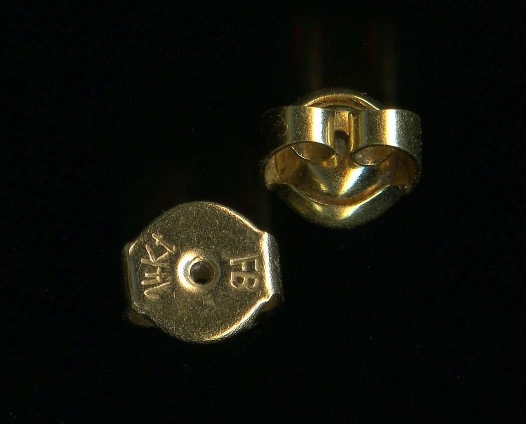 14K .75 Gram Solid Yellow Gold 6.9mm Large Butterfly Back Earring Nut Set *MN