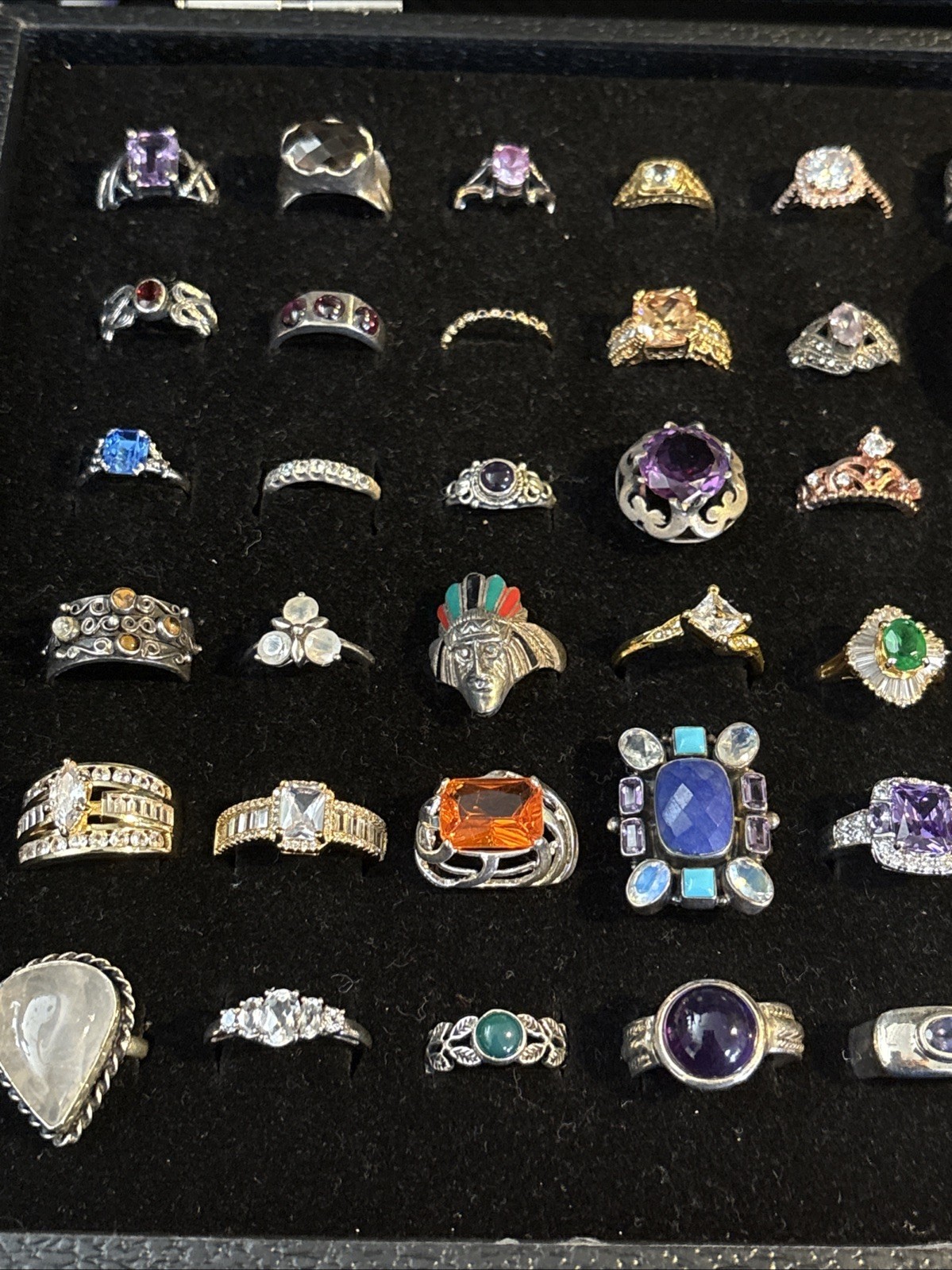 925/ Sterling 72 Rings Of Diff Sizes ,Stones And Styles Vtg / newCollection