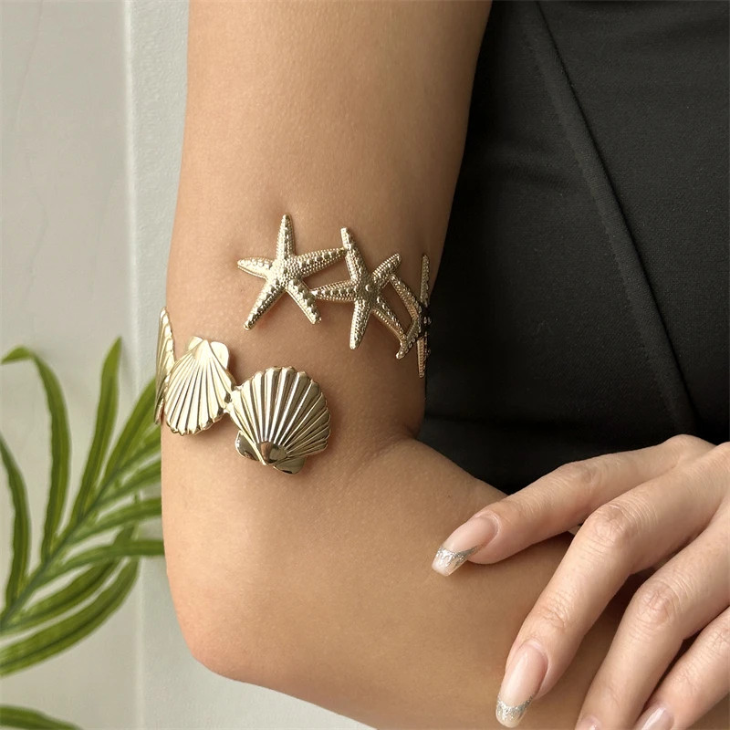 Sea Star Starfish Shell Upper Arm Bracelet for Women Beach Vacation Jewelry