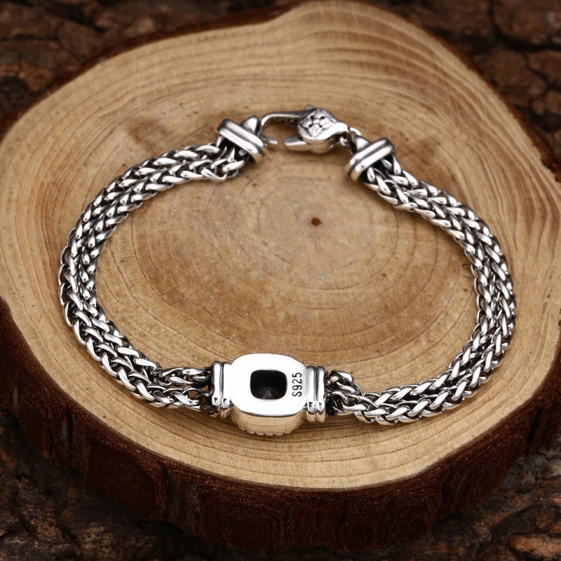 Vintage Woven Double Spiga/Wheat Link Bracelet Braided Chian Solid 925 Silver