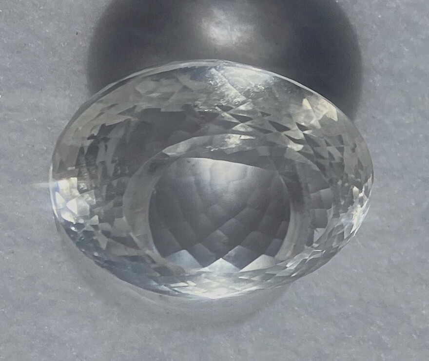 Silver Quartz Huge Clear Gem Portuguese Cut 26.4 Grams 132 Carats