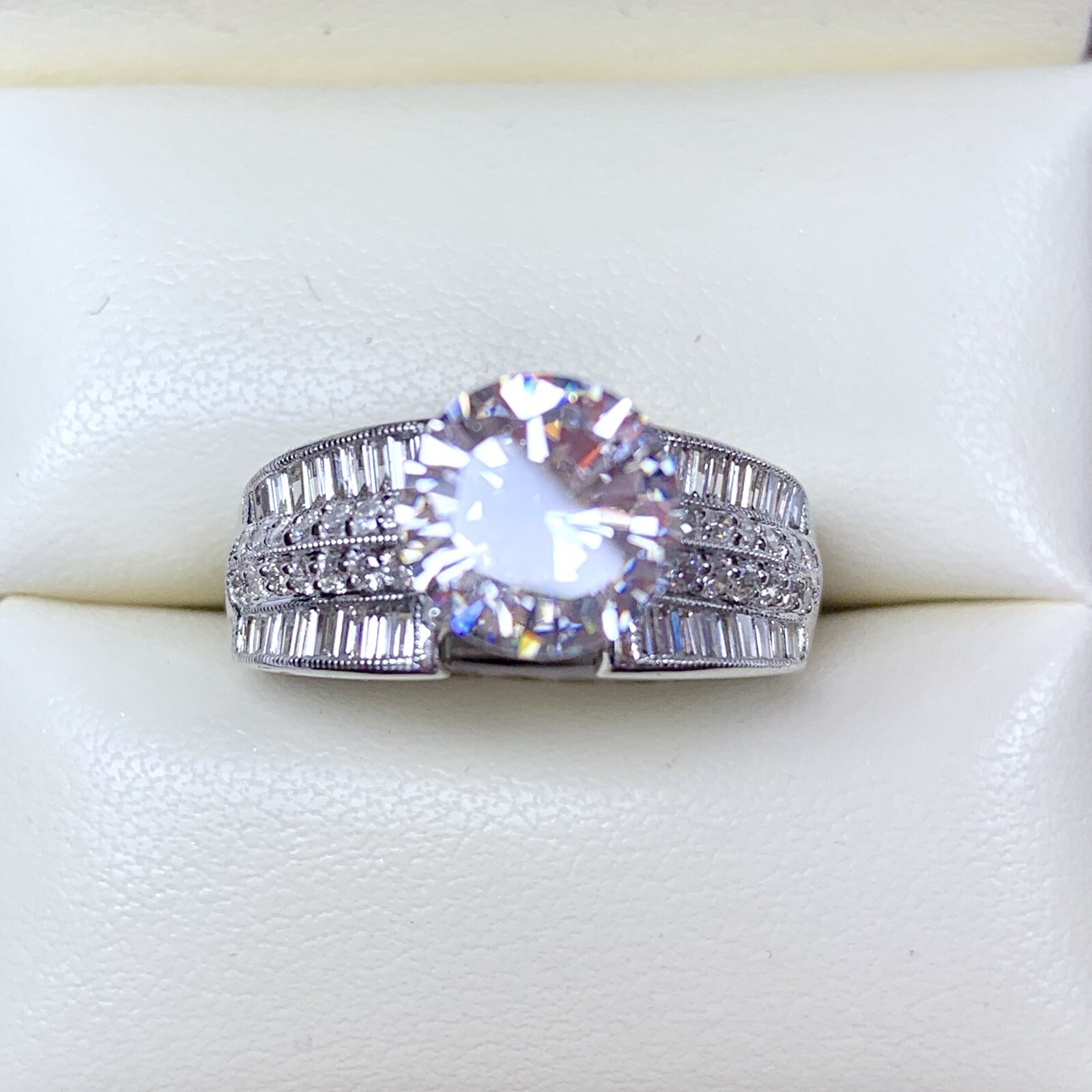0.89 ct Diamond Semi Mount Engagement Ring in 18k White Gold