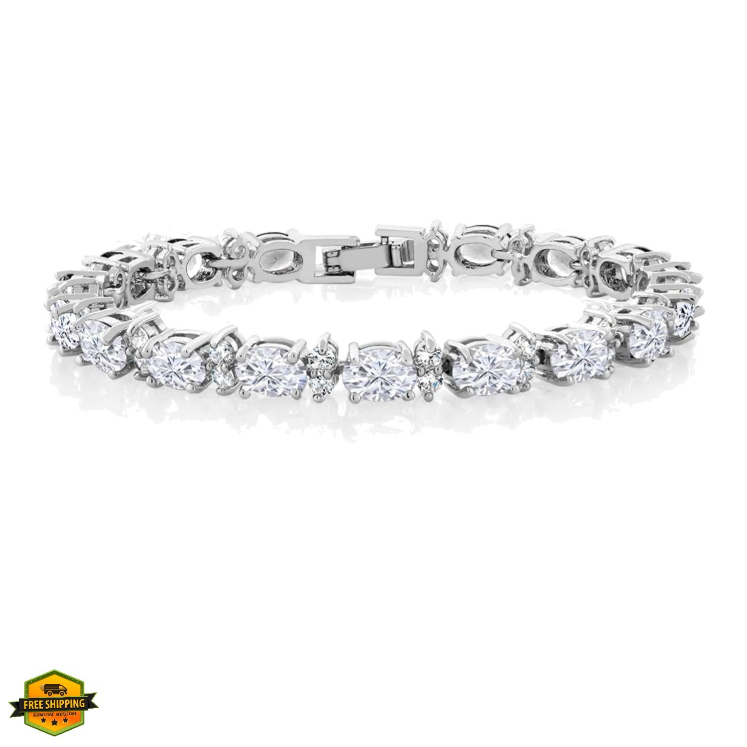20.00 Ct Gorgeous Oval and Round 7 Inch Sparkling Cubic Zirconia CZ Tennis Br…