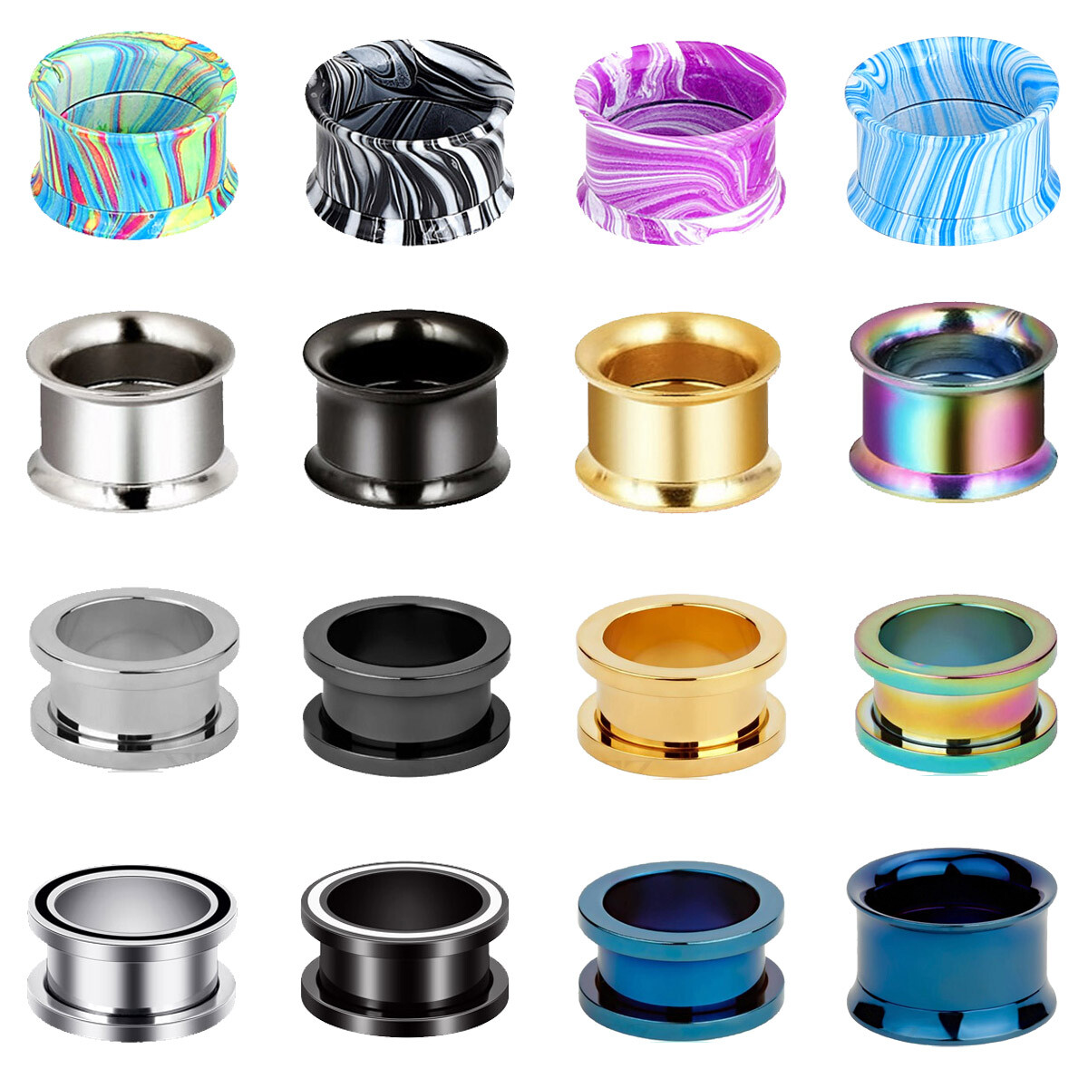 Ear Gauges Ear Plugs Stainless Steel Screw Flesh Tunnels Hollow Earskins – 2PCS