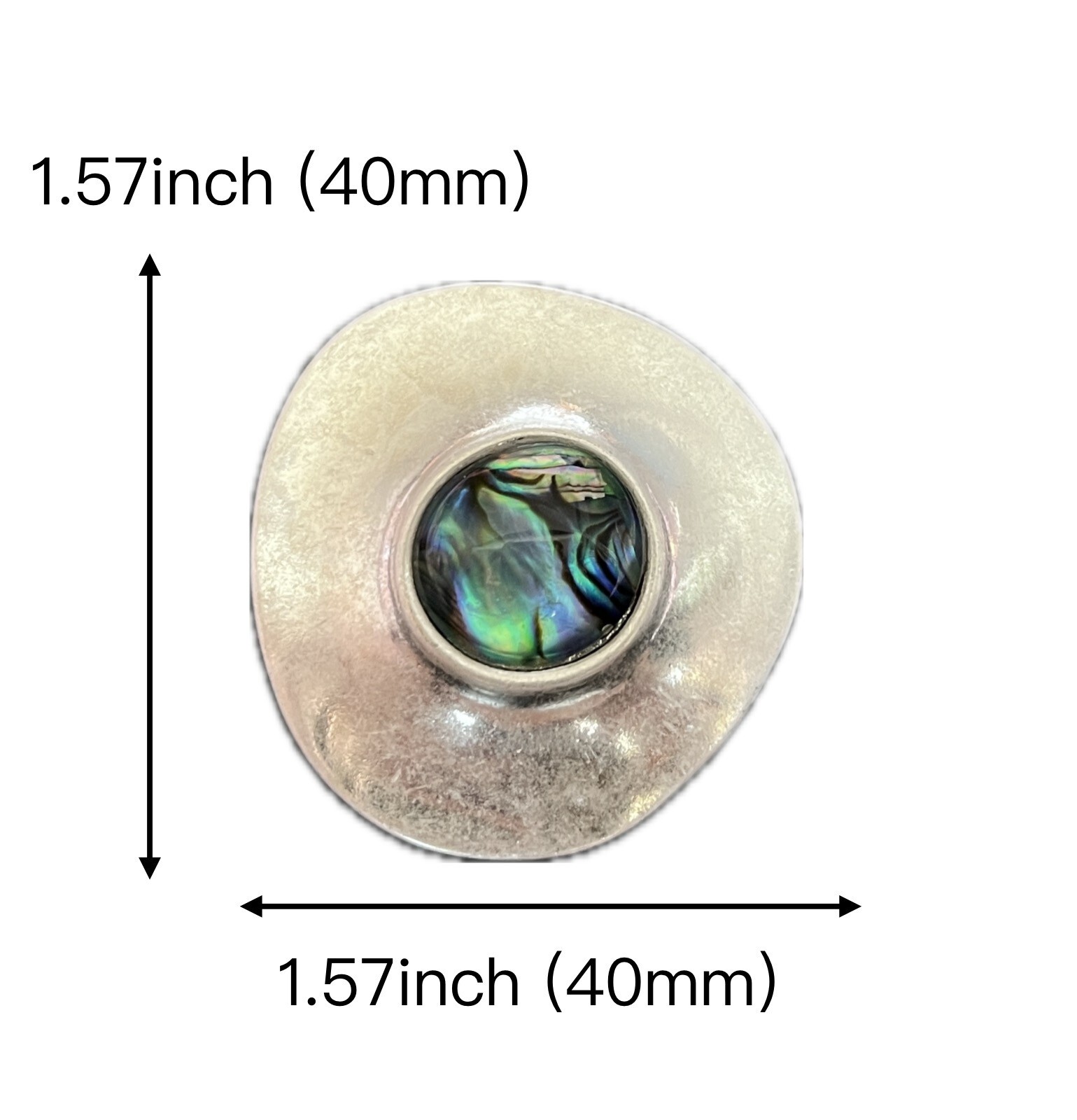 Vintage Silver Irregular Round Natural Abalone Shell Bolo Tie Western Necklace