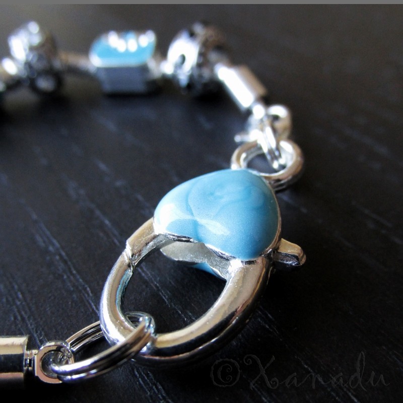 Turquoise Hello Kitty Princess European Charm Bracelet With Blue Butterfly Beads