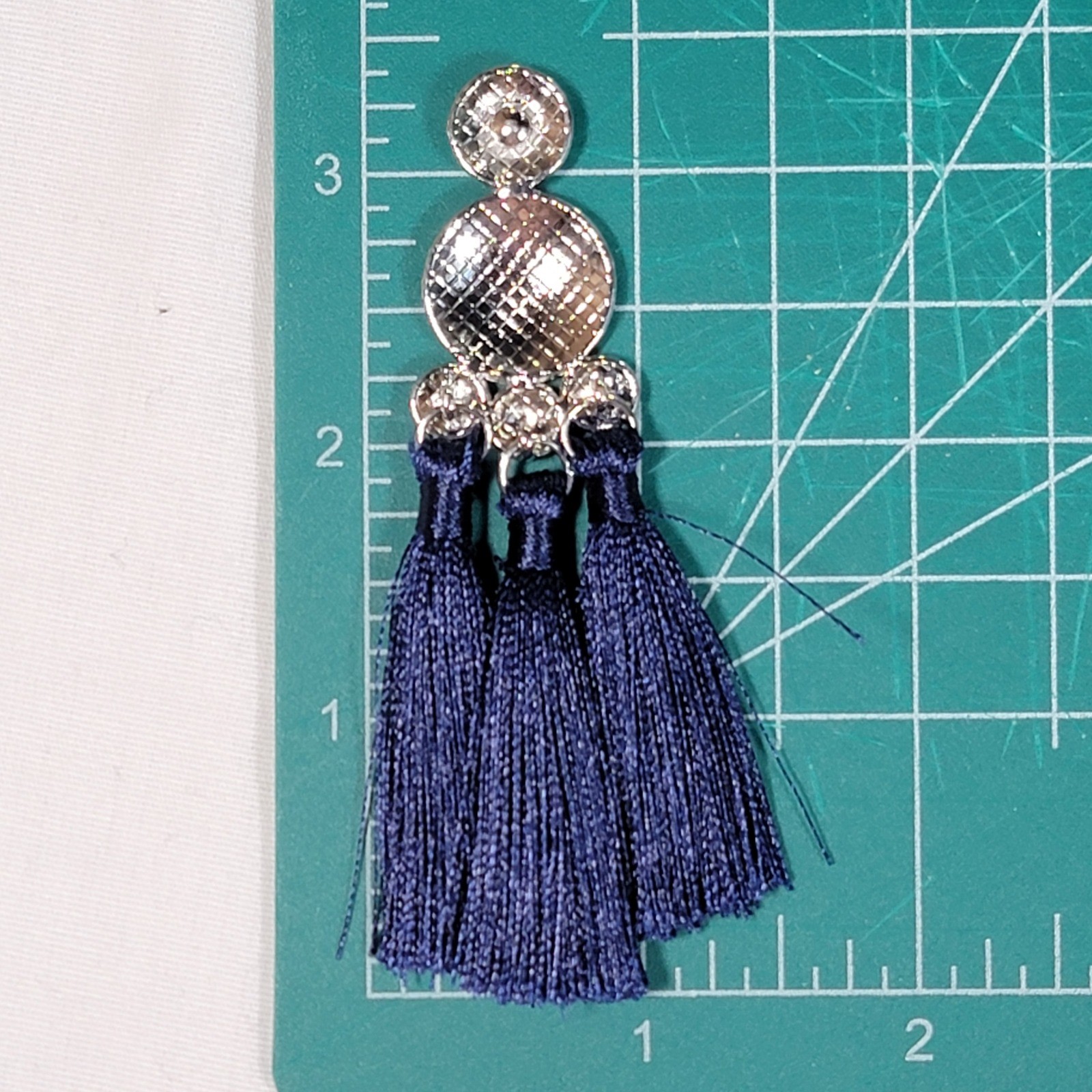 Paparazzi Taj Mahal Tourist Earrings Navy Blue Silver Tone Statement Boho Tribal