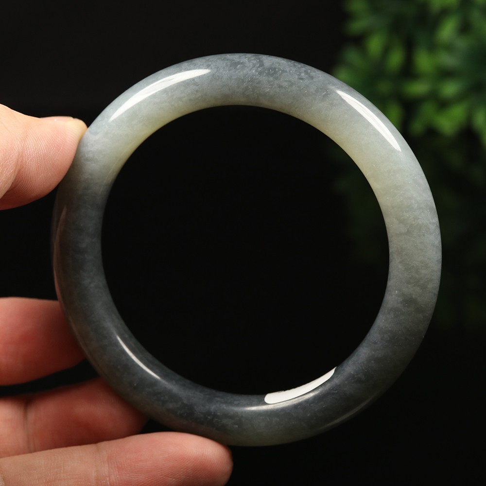 61mm Certified 100% Natural Grade A Black Green Xiu Jade Bangle Bracelet 12533