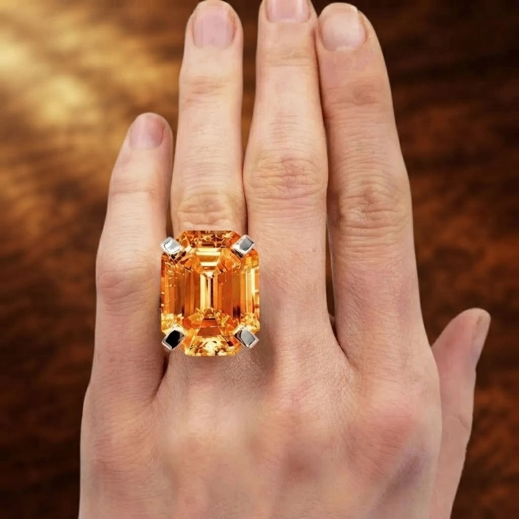 RARE Certified 18.60 CT Ct Flame Orange Diamond Solitaire Ring, 925 Silver