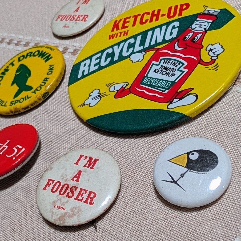 Vintage Advertising Novelty Button Lot Heinz Ketchup Recycling Fooser Pinbacks