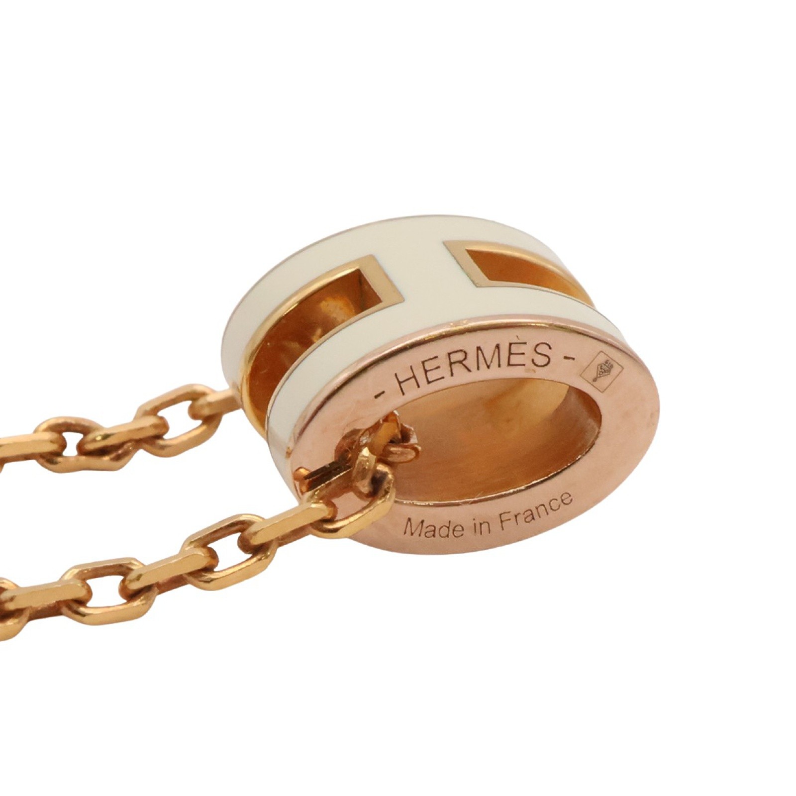 HERMES Mini Pop H Necklace White Enamel H147992FO