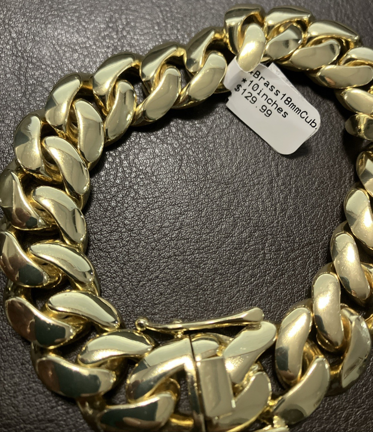 Gold-Plated Base metal Brass Jumbo Bracelet 18mm 10 Inches 129 Grams