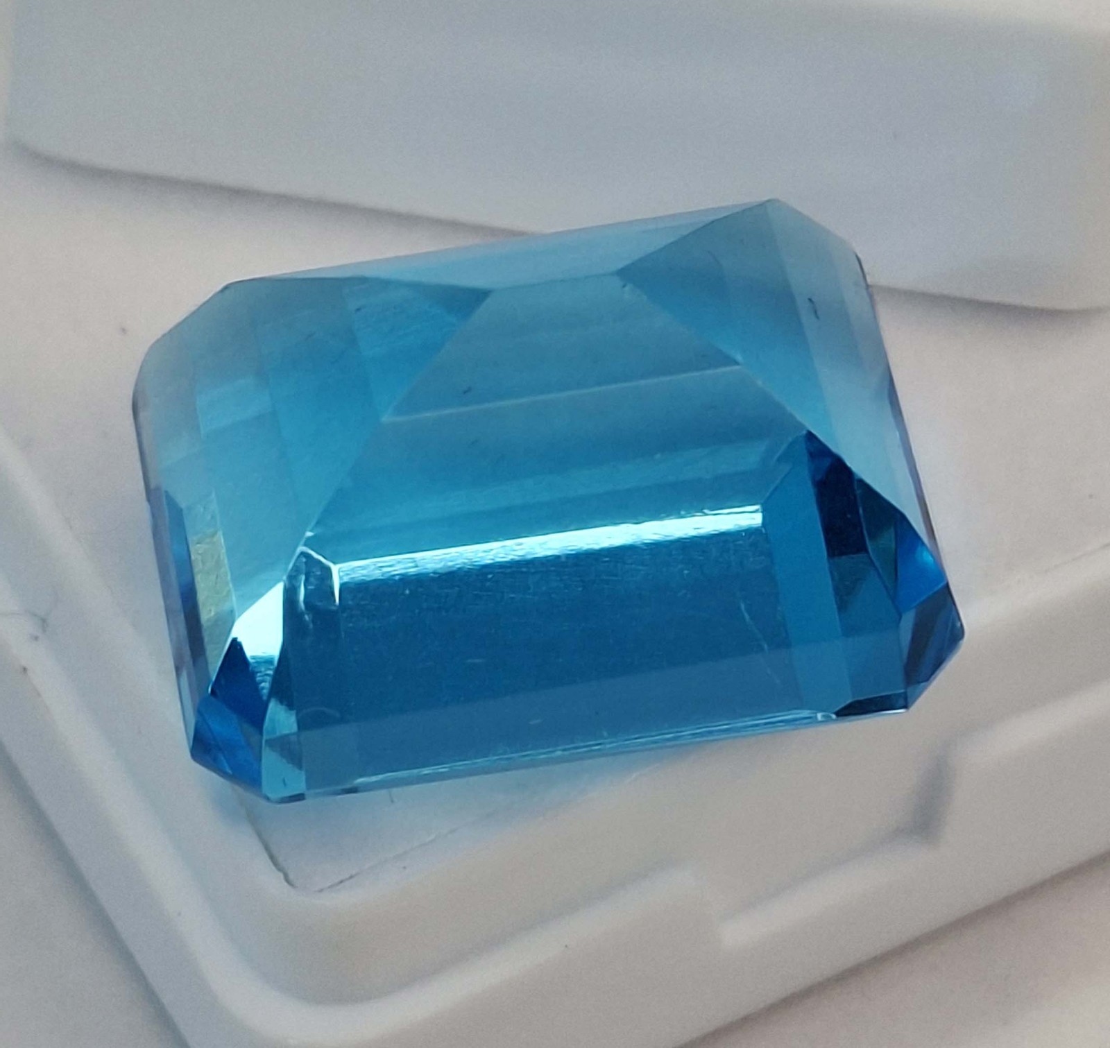 20-22 Ct Blue Topaz Emerald Cut Natural Certified EGL Loose Gemstone RK618
