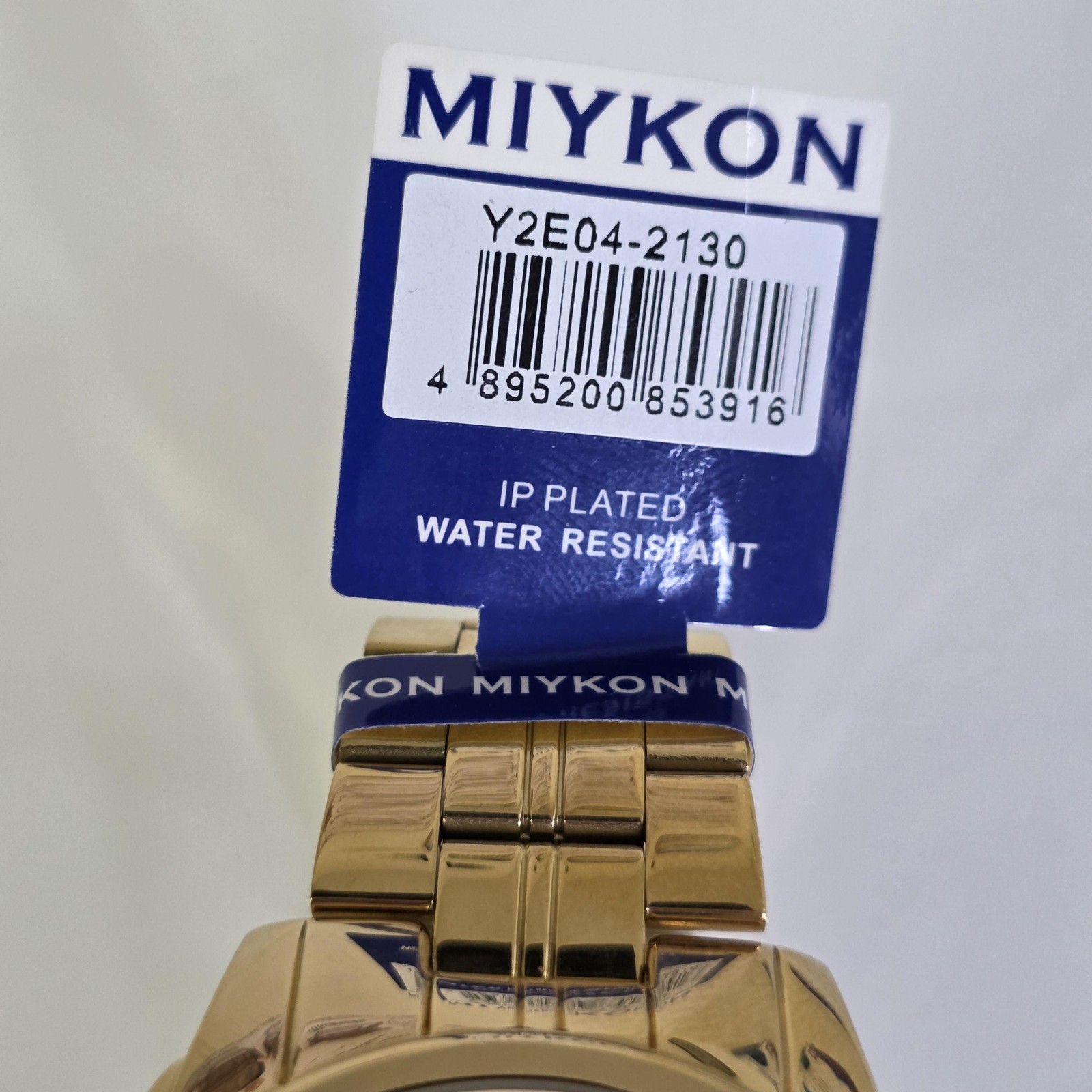 Miykon Mens Gold Tone Quartz Watch Water Resistant 30 Meters Gem Dial Y2E04-2130