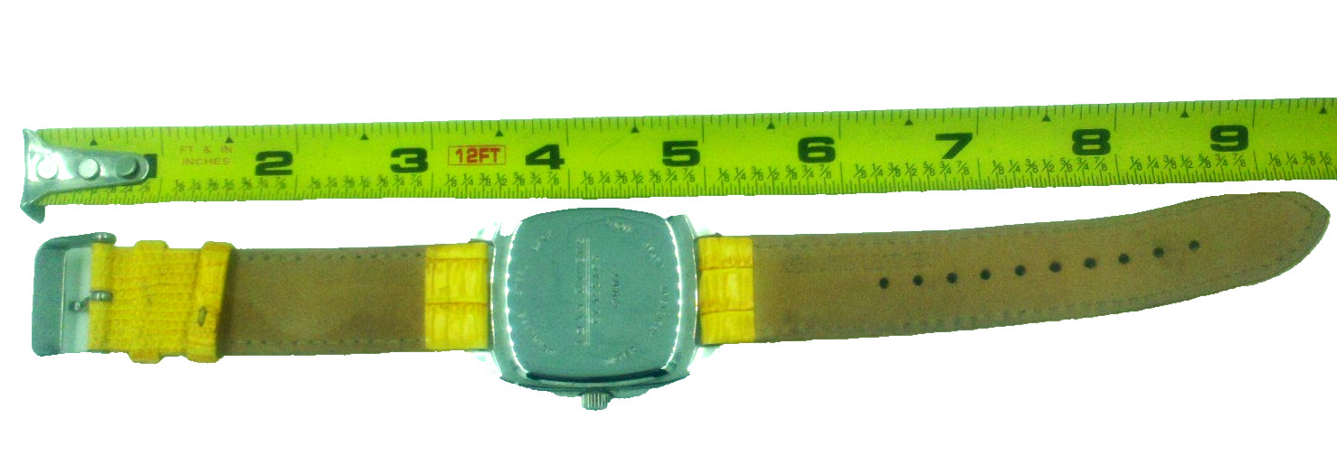 Joan Rivers Classics Yellow Leather Silver Tone CZ Watch V377 Needs Battery