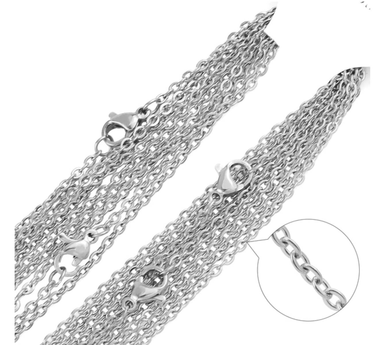 Stainless Steel 45 cm (17.7 Inch) 2 mm Oval Link Neck Chain Necklace