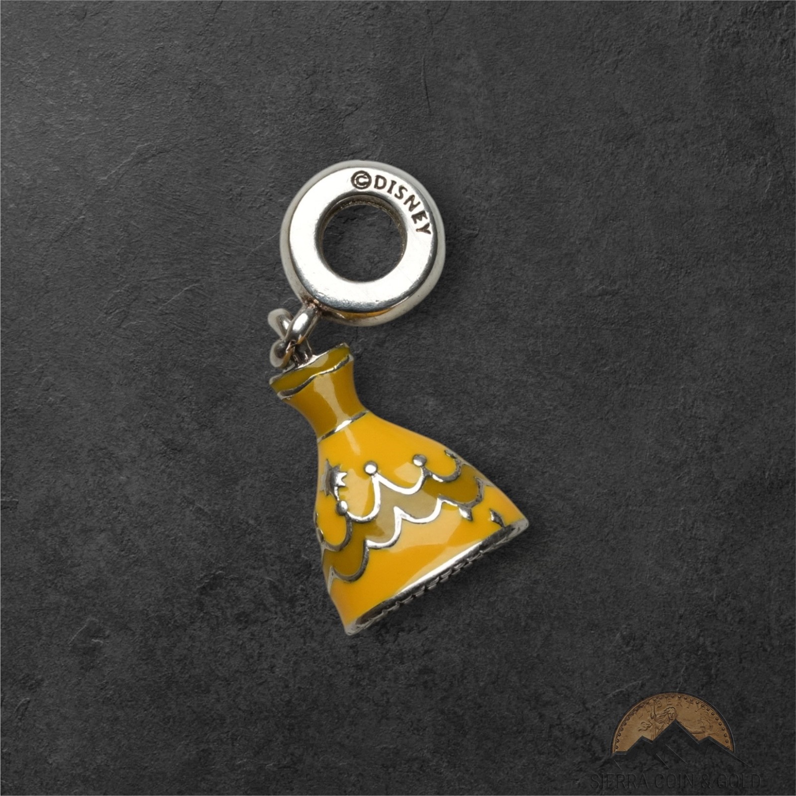 Pandora Disney Belle Yellow Enamel Dress Dangle Charm Sterling Silver S925 ALE