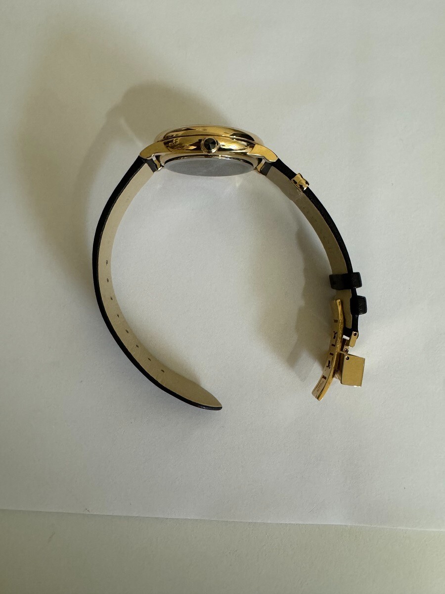 Versace Medusa Icon Yellow gold tone black leather band watch 38mm