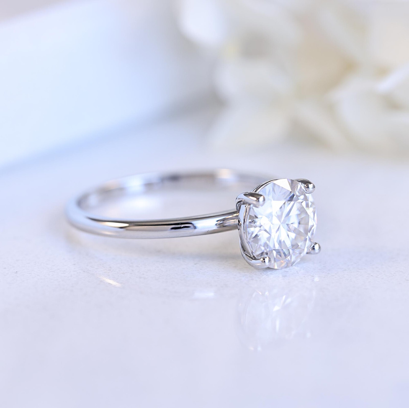 2.25ct Moissanite Solitaire 925 Sterling Silver Engagement Ring Sz 2.5-15 S10494