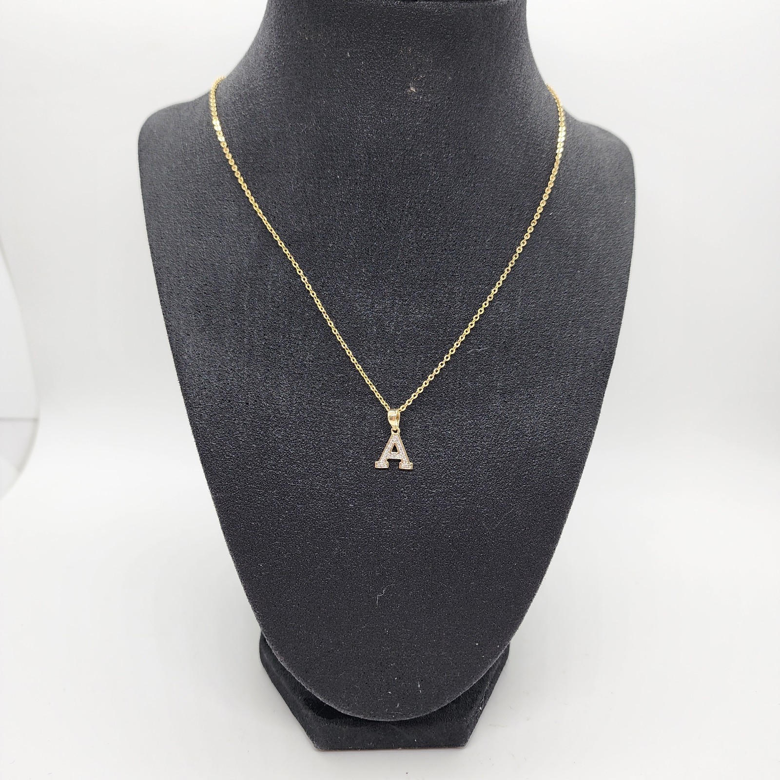 10K Yellow Gold Initial “A” Charm 0.10CTW Diamond Letter Pendant – w/o Chain