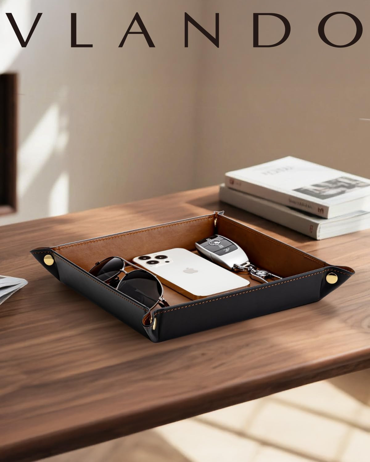 Valet Tray for Men Women, Nightstand Organizer Vanity Catchall Holder for Dresse