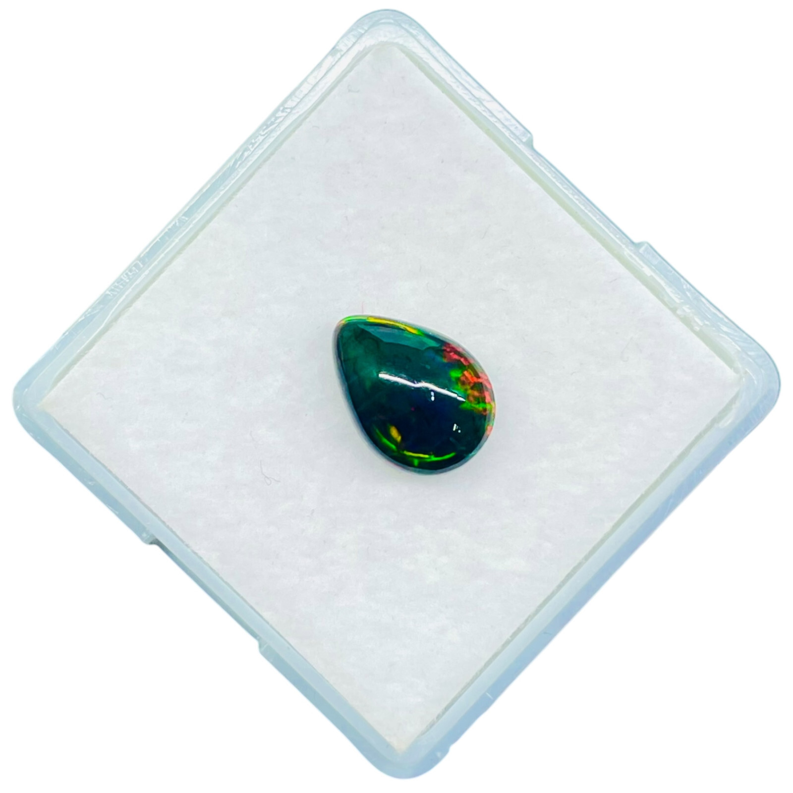 1.08 Ct Natural Ethiopian Black Opal 9.5x7mm Pear Multi Fire Cabochon Gemstone