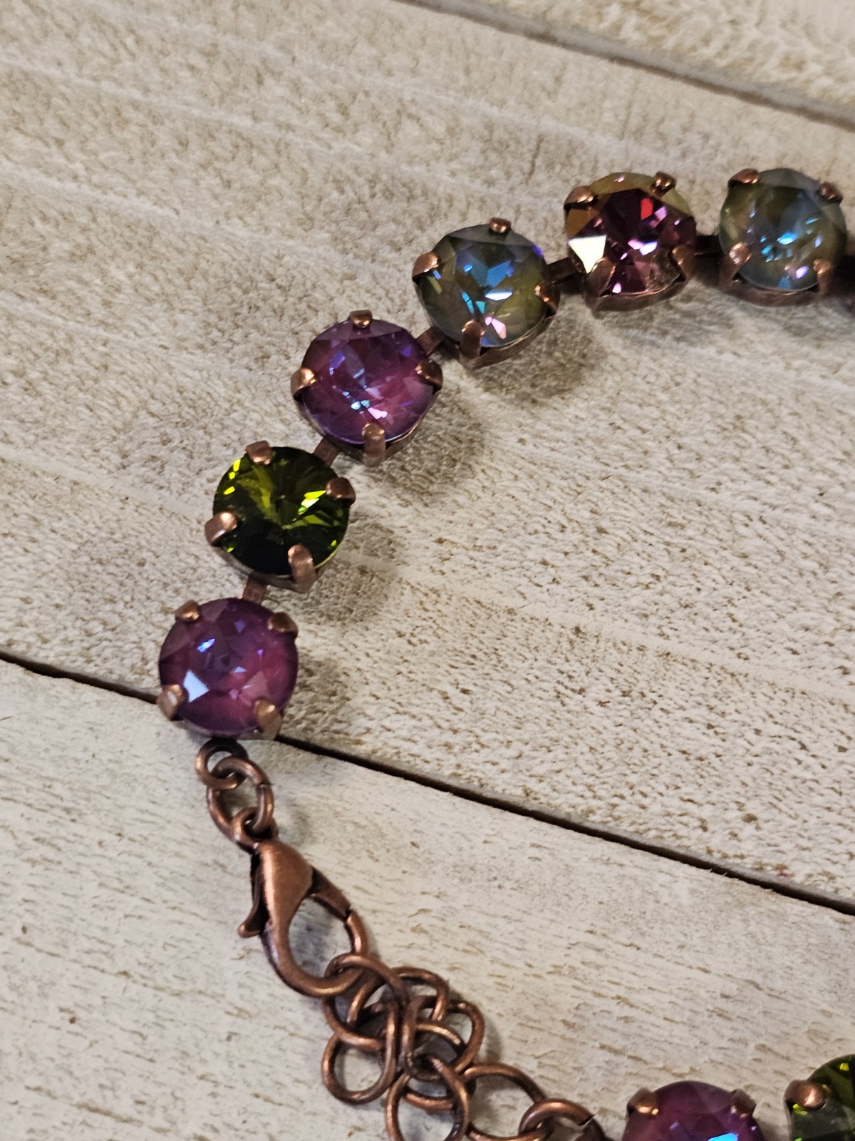 B1-9 Olive Purple Copper Drop Earrings Matching Cup Chain Bracelet Set