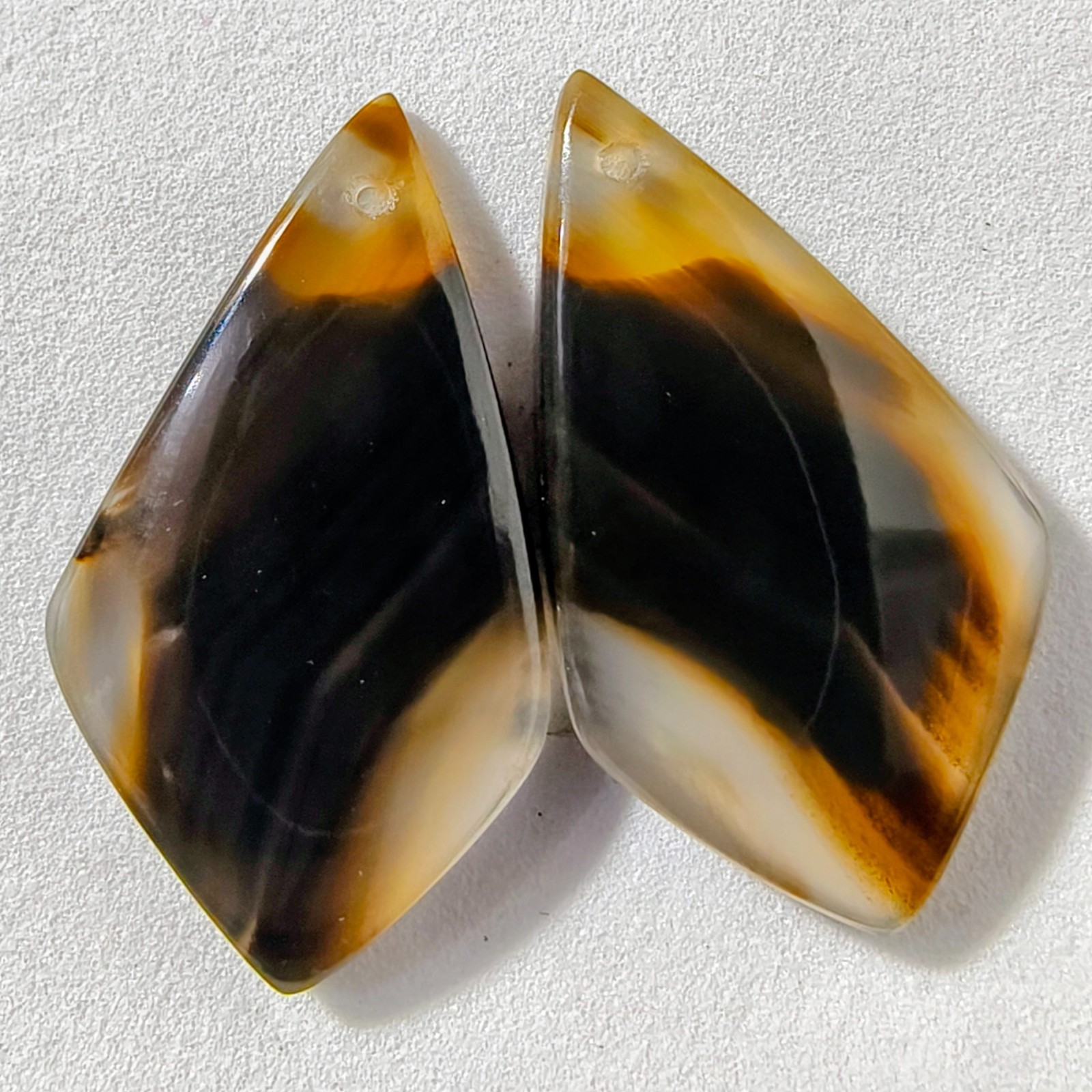 34 Cts Natural Montana Agate Drilled Match Pair Cabochon Gemstone 31.8 X 18.1 MM