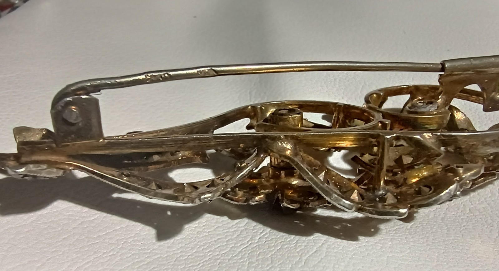 Vintage Marked 925 Silver Victorian Paste Brooch ,2.5″ Long ,