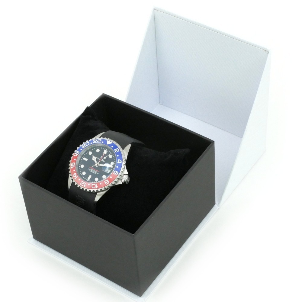Steinhart Ocean One GMT BLUE-RED. 2 Ceramic Men’s Diver Watch Silicone 103-1100