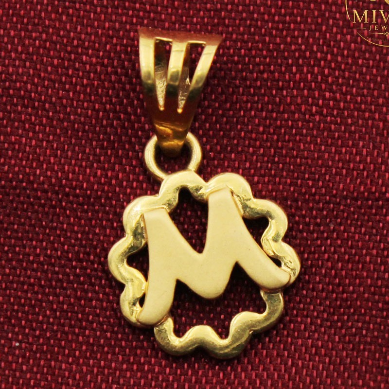 22CTS Gold Heart Pendant “M” Letter 2.87g Personalized Love Jewelry Gift Mom
