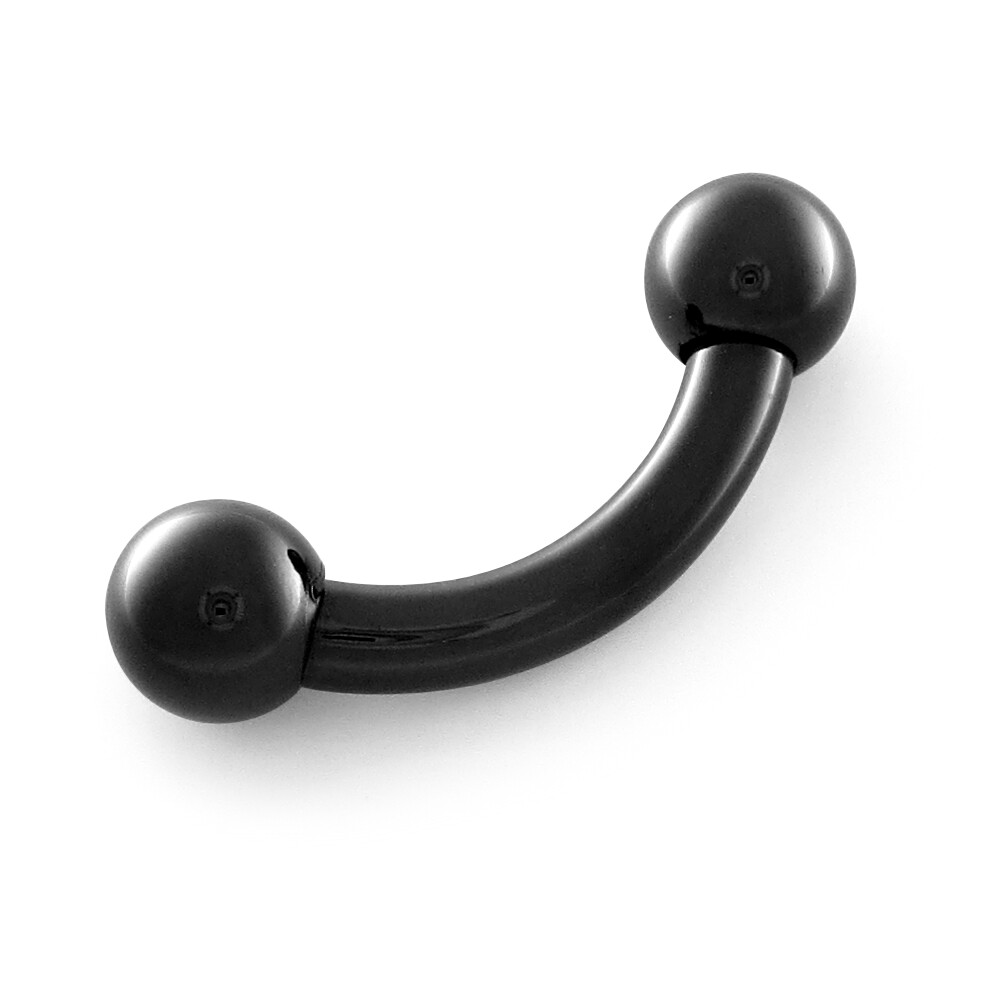 2g 316L Surgical Steel Black PVD Coated Bent Curved Barbell