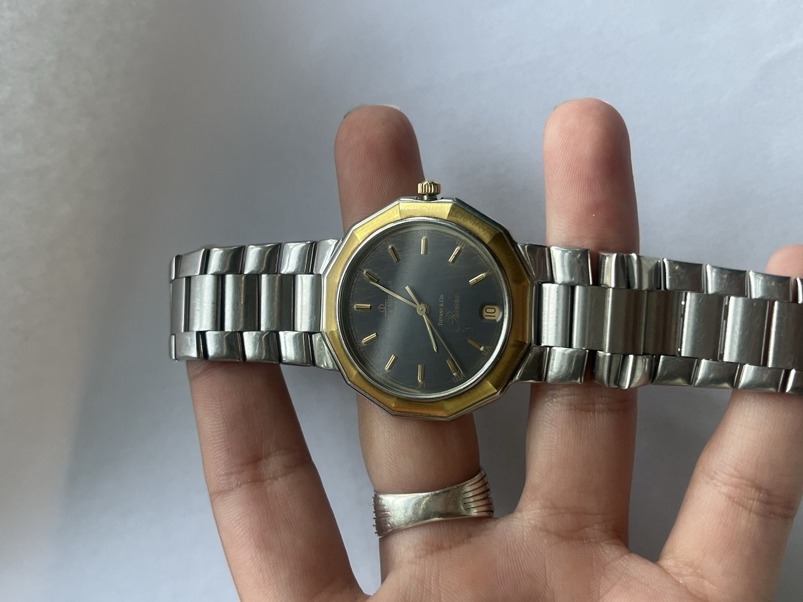 Baume & Mercier Riviera Quartz Two-Tone blue Tiffany Dial SS Bracelet Date