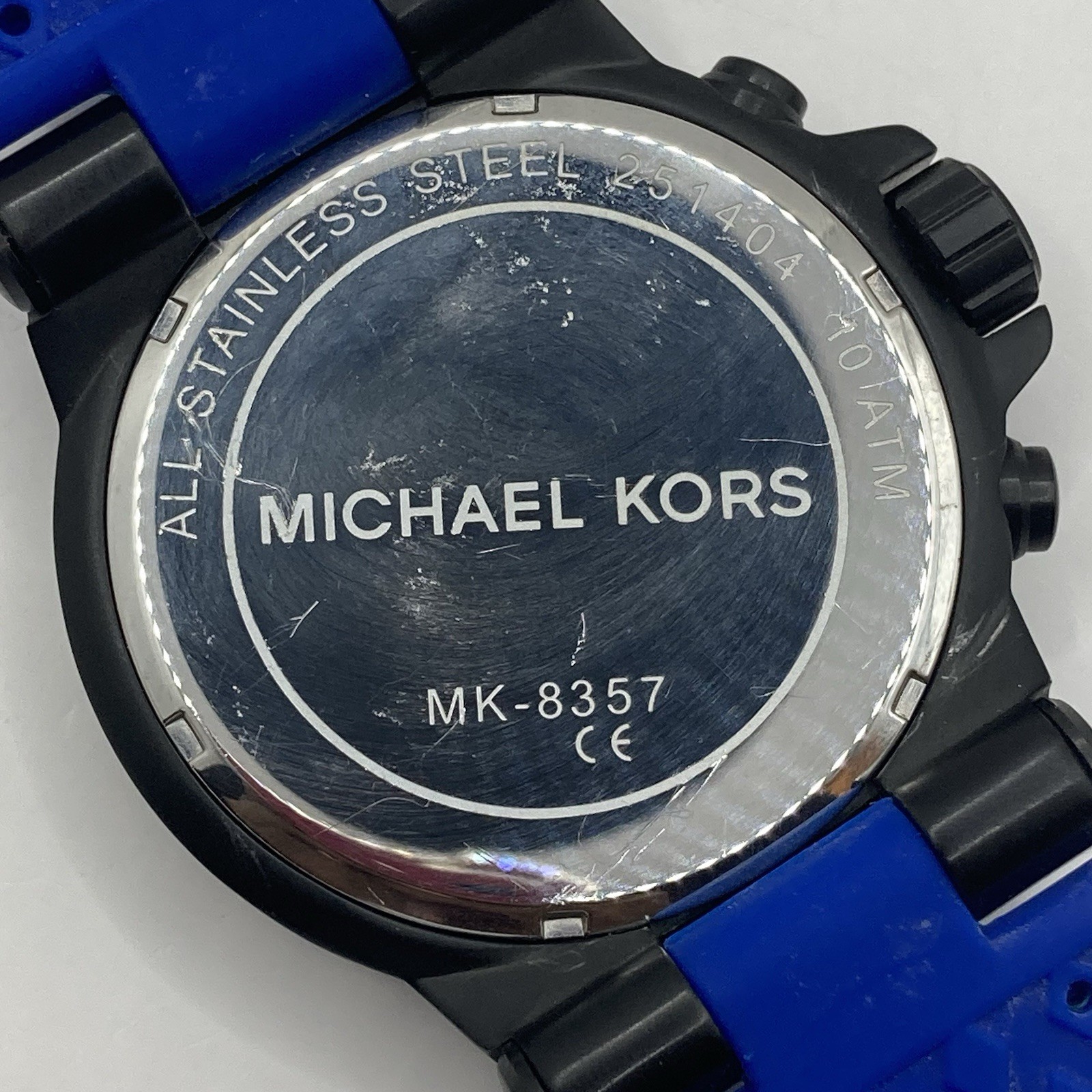 Men’s Michael Kors Dylan Blackout Chronograph 48mm Blue Silicone Band Watch Runs