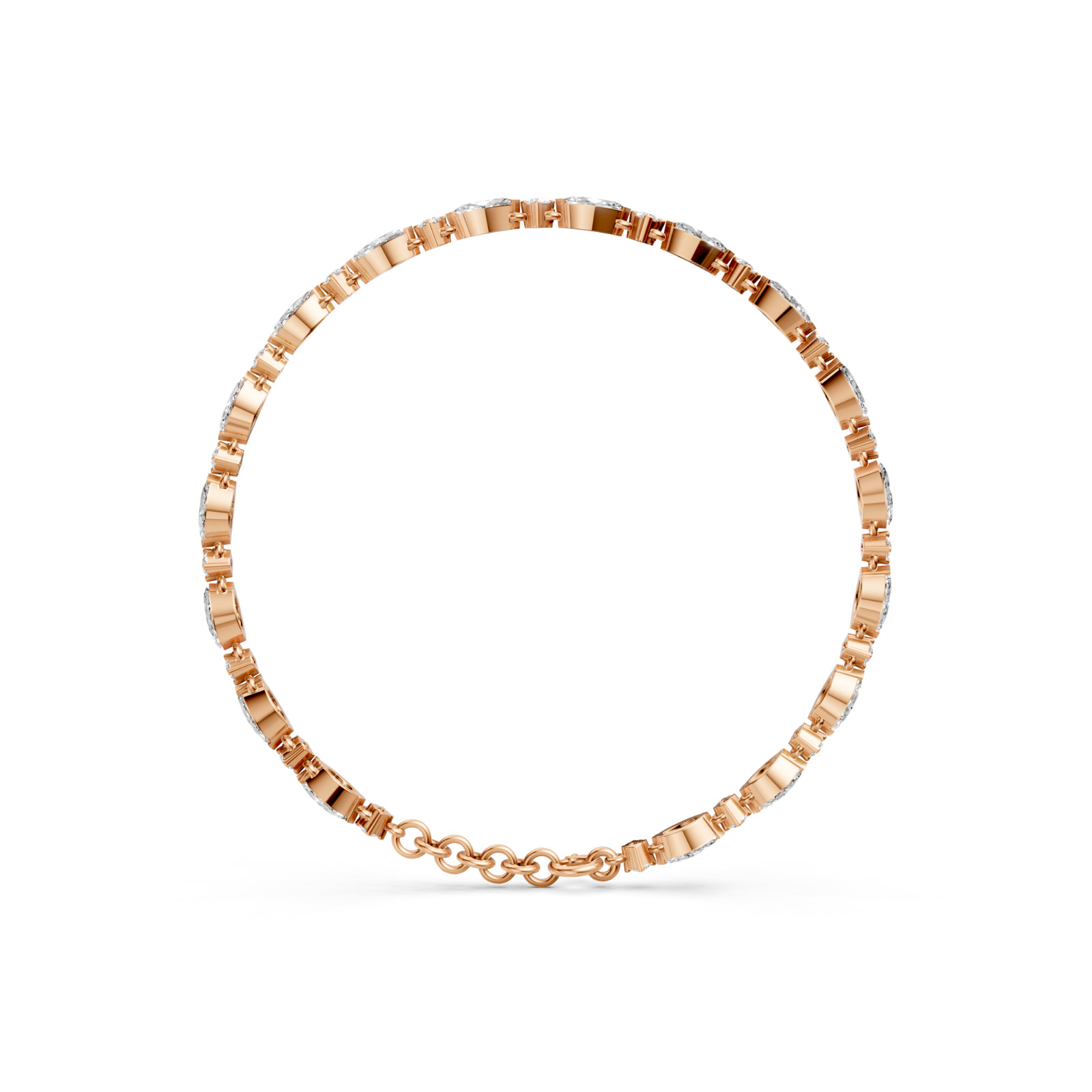 Station Chain Tennis Bracelet Marquise & Round Lab Grown Diamond