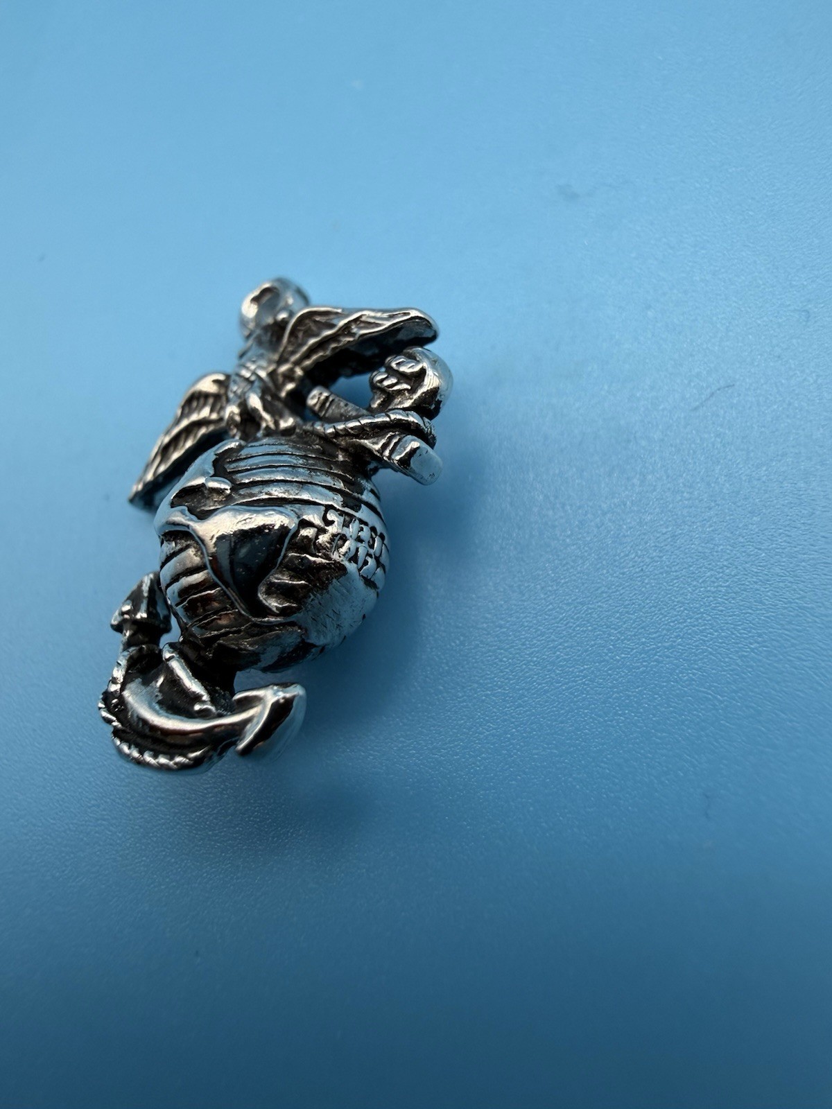 Vintage Sterling Silver US Marine Corps Eagle Globe Anchor Charm Pendant 4.8g